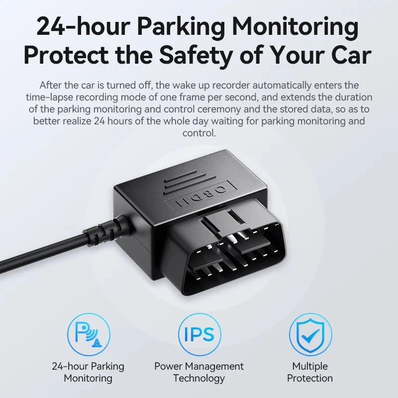 AZDOME 24Hour OBD02 Mico USB Ports 5V 2.5A Car Charge Cable OBD Hardwire Kit Cord 3.5M For Dash Cam Camcorder Vehicle DVR