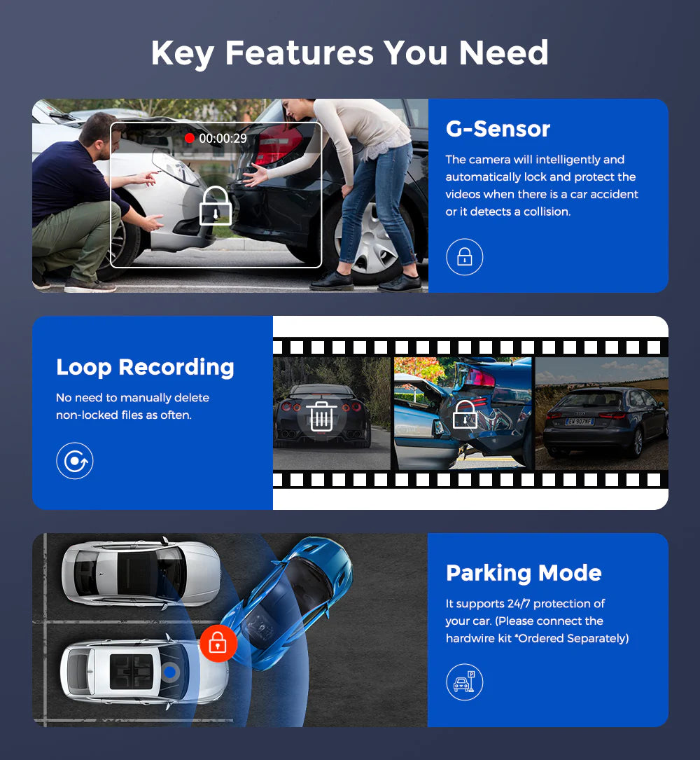AZDOME M560 3 Channel 4K Dash Cam, 4
