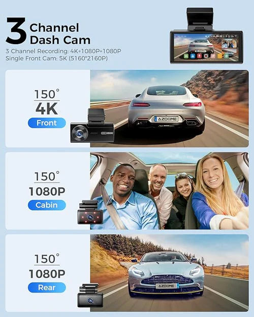AZDOME M580 3CH Dash Cam 5K with 4