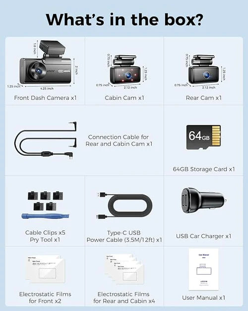 AZDOME M580 3CH Dash Cam 5K with 4