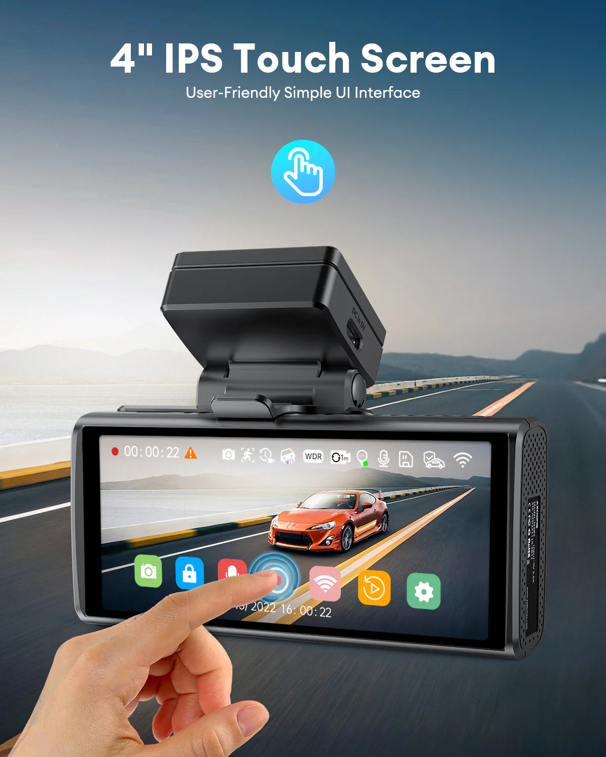 AZDOME M580-2CH 5K 5GHz WiFi Dash Cam Front and Rear, 4 Inch Touchscreen , Free 64GB Card, 4K+1080P GPS WDR Night Vision 24H Parking Monitor