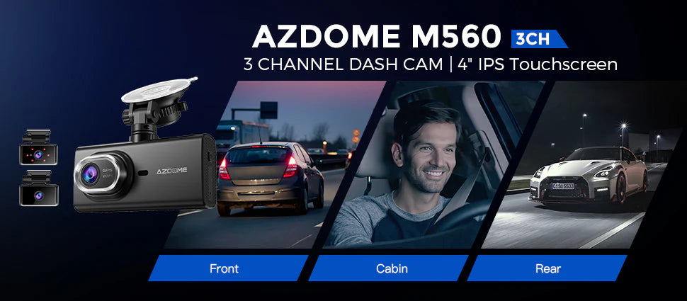 AZDOME M560 3 Channel 4K Dash Cam, 4