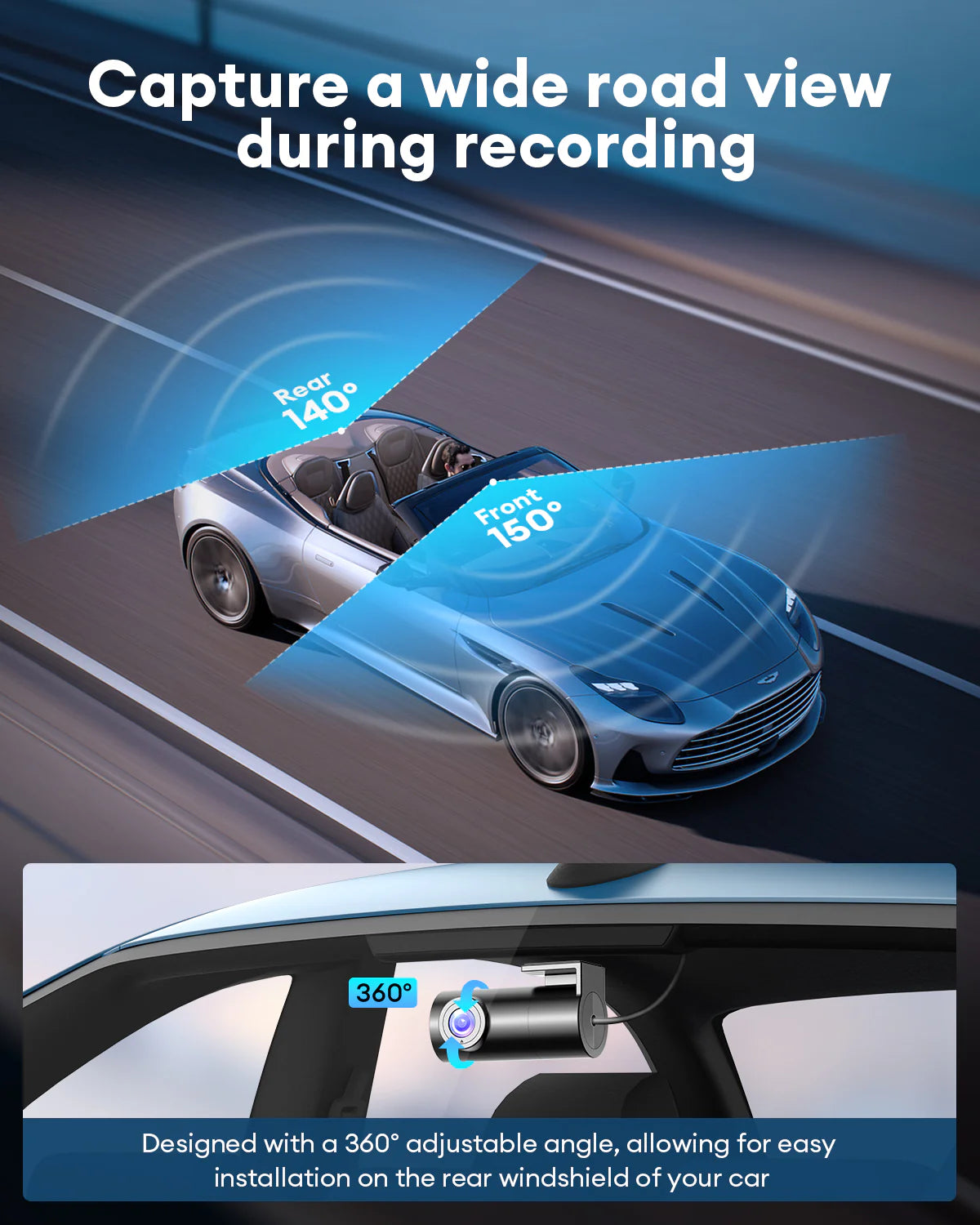 AZDOME M580-2CH 5K 5GHz WiFi Dash Cam Front and Rear, 4 Inch Touchscreen , Free 64GB Card, 4K+1080P GPS WDR Night Vision 24H Parking Monitor