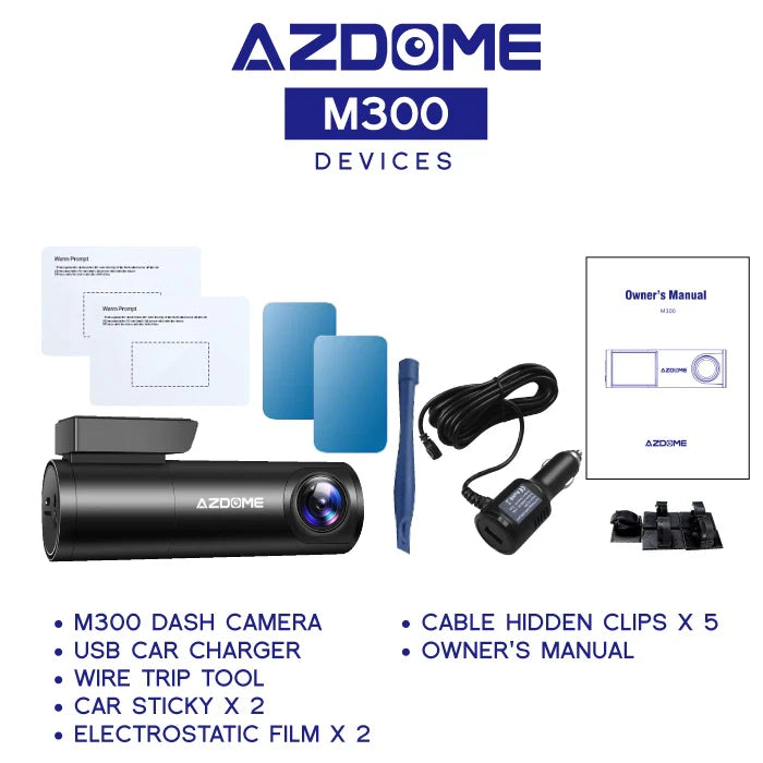 AZDOME M300 Dash Cam 1080P Car DVR WiFi English Voice Command APP C...