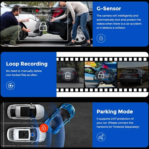 AZDOME M300 Dash Cam 1080P Car DVR WiFi English Voice Command APP C...