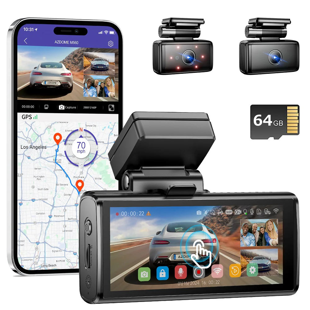 AZDOME M580 3CH Dash Cam 5K with 4