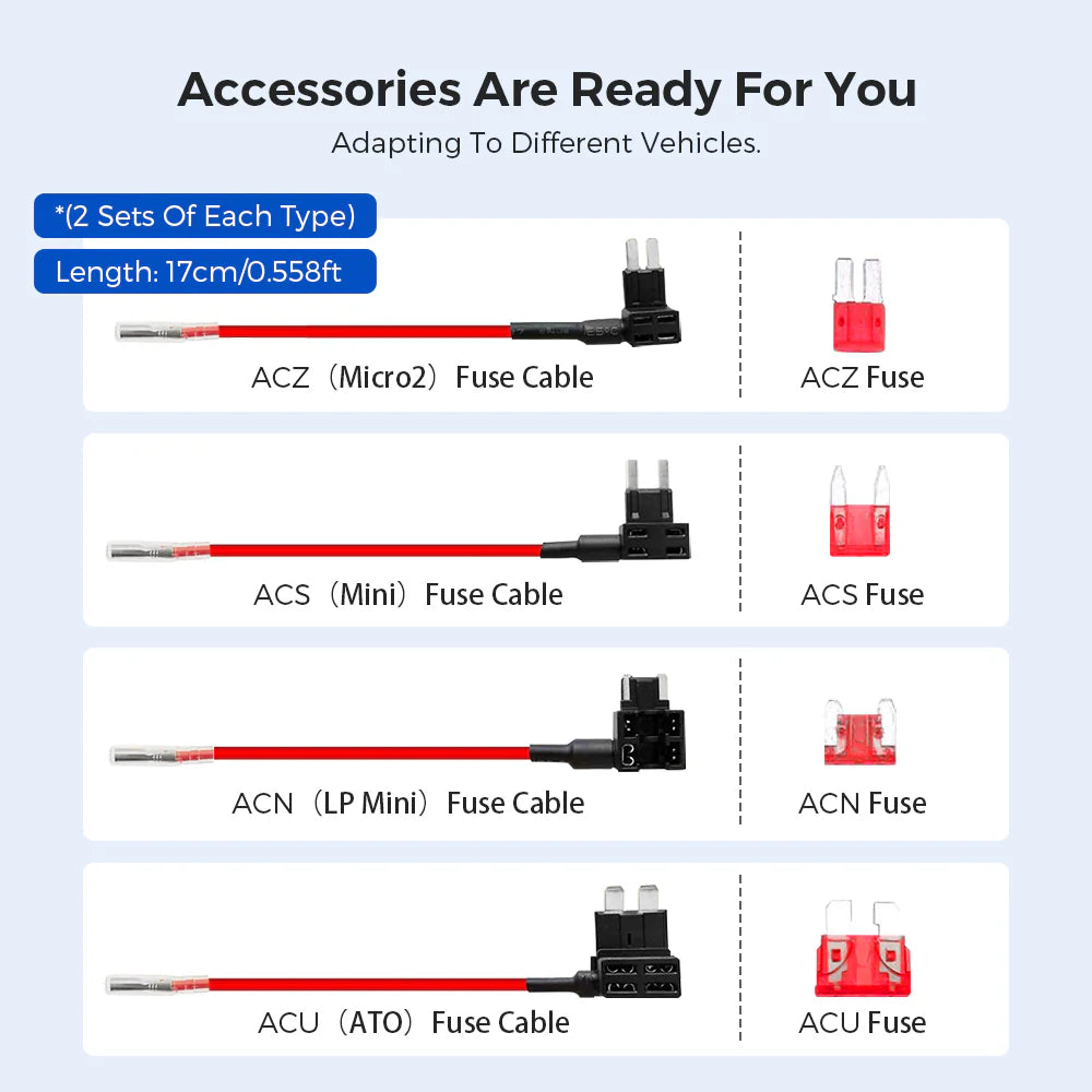 AZDOME JYX02 Car DVR Record Hardwire Kit For M550 M550 Pro GS63H PG17 M17 Low Vol Protection Mini USB Port 12V-24V in 5V2.5A out