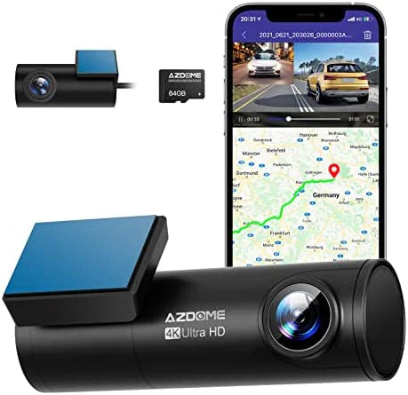 AZDOME M300S Car Recorders 4K+1080P Rear Camera 800MP Lens GPS Wifi...