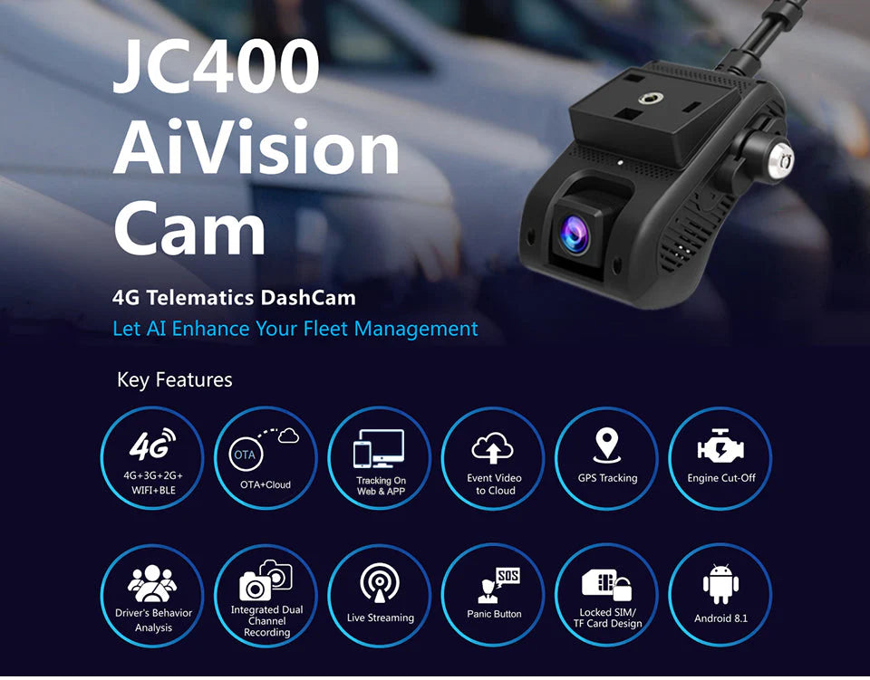 JIMI JC400P 4G Built-in Dual Channel Dashcam 1080p full HD داش كام ...