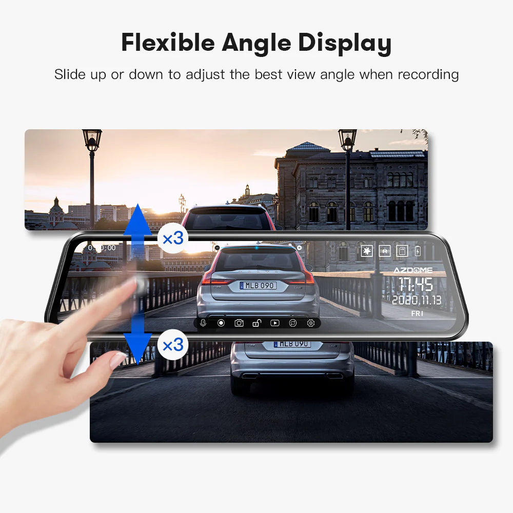 AZDOME AR09 QuadHD 2CH 2K+1080P Full Mirror Wifi Touch , GPS, G-Sen...